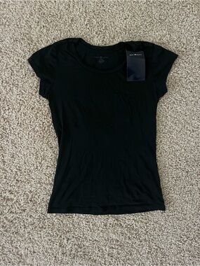 Brandy Melville Black Tee Long Version with Cap Sleeves